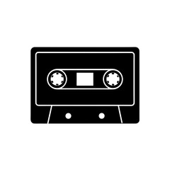 Cassette tape simple on transparent background silhouette