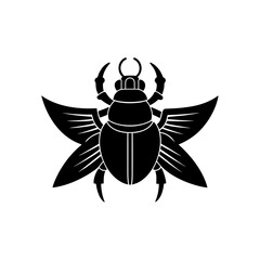 Winged scarab beetle on transparent background silhouette