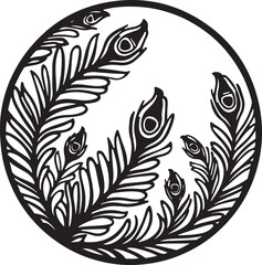 Obraz premium Exquisite Peacock Feather Silhouette Vector Set.