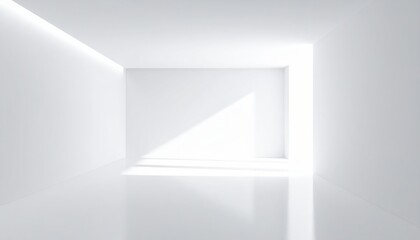Obraz premium Illuminated minimalist interior space design modern gallery digital art bright environment aerial view contemporary aesthetics