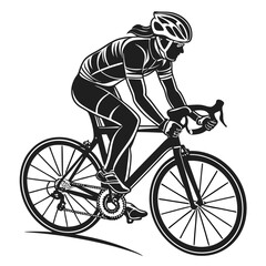 Naklejka premium Dynamic Monochrome Depiction of a Cyclist in Motion Vector Illustration Emphasizing Speed and Endurance on a Road Bike Sport