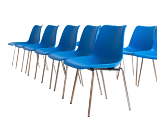 Multiple Blue Seats in a Row, Transparent Background