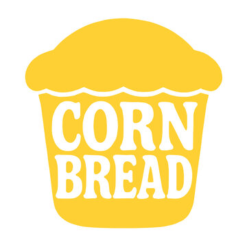 Cornbread graphic design in yellow color on white background  