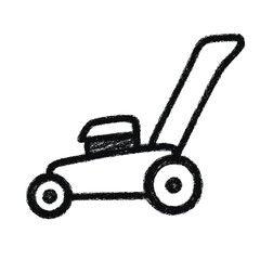 Naklejka premium Lawn mower sketch in black and white outline style 