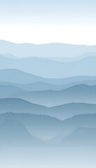Serene layered mountain ranges in cool hues