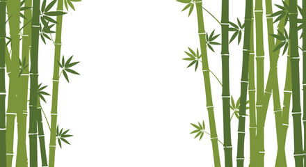 Bamboo Forest Green Stalks with Leaves Asian Style Silhouette