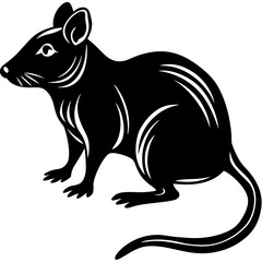 Stylized black rat silhouette with white details