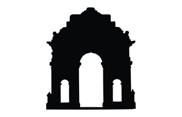 Obraz premium India gate delhi silhouette vector illustration