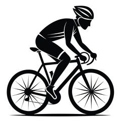 Dynamic Monochrome Depiction of a Cyclist Engaged in a Race Showcasing Speed Endurance and Athleticism in a Minimalist and Powerful Design