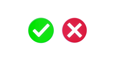 Green Checkmark vs. Red Cross Decision Making, Choice, Yes No Symbols