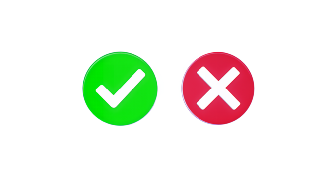 Green Checkmark vs. Red Cross Decision Making, Choice, Yes No Symbols
