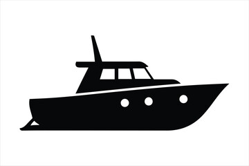 Modern motor yacht silhouette on white background