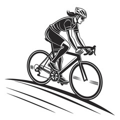 Monochrome Cyclist Illustration Intense Workout on a Road Bike Black and White Sporting Scene Endurance and Athleticism