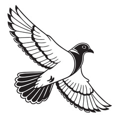 Obraz premium A vector illustration of a white dove flying with wings spread, symbolizing peace and freedom