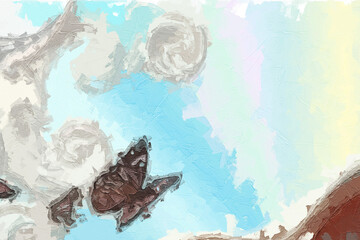 Various oil paintings, flowers, roses, peonies, waterfalls, eagles, lakes, lotus leaves, lotus flowers, butterflies