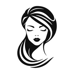 Elegant woman silhouette, female vector, beauty salon logo, lady face outline, stylish girl head design	