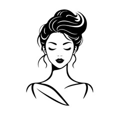 Elegant woman silhouette, female vector, beauty salon logo, lady face outline, stylish girl head design	