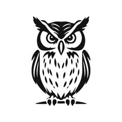 Obraz premium Owl logo. Detailed pattern, strict look, symbol of wisdom, intelligence, protection, suitable for branding and design. Owl logo, tribal owl, vector owl, owl emblem