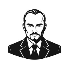 Man icon, businessman avatar vector, office worker icon, hipster face design, graphic male portrait, businessman avatar, bearded man, office worker, hipster face, male portrait