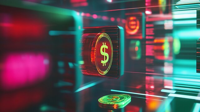 Digital money exchange with secured online banking via cryptocurrency technology concept