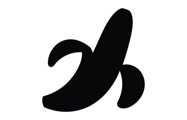 Obraz premium Peeled banana black silhouette, Banana icon. Banana fruit silhouette vector