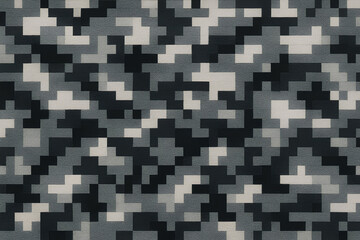 Fototapeta premium Black and white urban camouflage with bold and abstract pixelated pattern