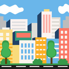 Modern Cityscape with High Rise Buildings