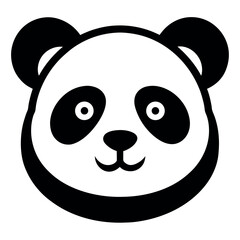 Simple Black and White Panda Face Illustration with Smiling Expression