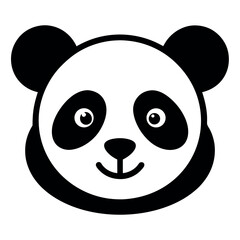 Fototapeta premium Black and White Panda Face with Simple Design on White Background