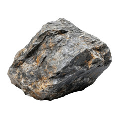Fototapeta premium rare earth metal in stone, piece of ore or precious rock, isolate on transparent white background