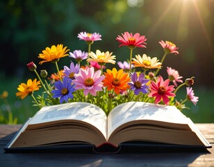 Open book with colorful flowers (3)
