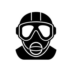 Person wearing mask on transparent background silhouette