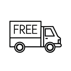 free delivery truck icon, outline vector of logistics vehicle with &ldquo;free&rdquo; label for promotional shipping, e-commerce platforms, and marketing campaigns