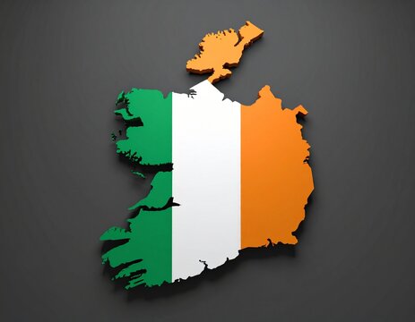 Ireland map shaped with Ireland flag design