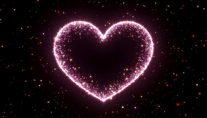 Pink heart sparkles on black