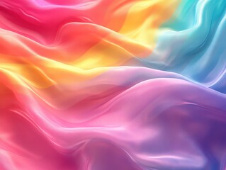 Obraz premium Vibrant Rainbow Silk Fabric Waves Background 