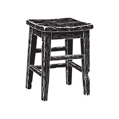 The charm of clean lines – Stool silhouette styled in vintage Stool vector – Stool illustration – furniture vector

