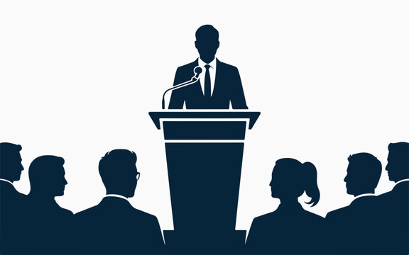 Silhouette set of diverse business people, men and women in suits standing and working in an office environment