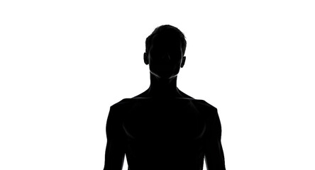 Silhouette of Muscular Man, Strong Body, Fitness Concept