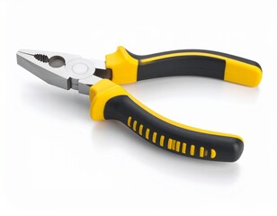 Obraz premium pliers isolated on white background Combination Pliers with ergonomic yellow and black handles, isolated on a white background