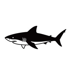 silhouette of a shark with a white background