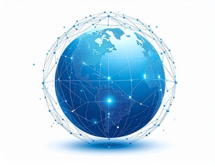 Globe with digital patterns and data lines.
