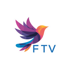 FTV “Colorful Abstract Bird Logo Design – FTV Later Logo, Modern Geometric Vector Illustration”
