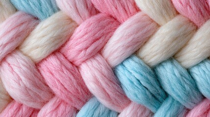 Close Up Knitted Wool Texture with Pastel Color Pattern