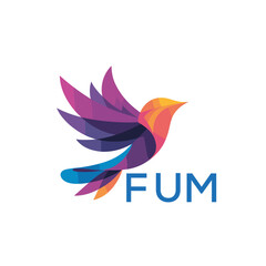 Obraz premium FUM “Colorful Abstract Bird Logo Design – FUM Later Logo, Modern Geometric Vector Illustration” 
