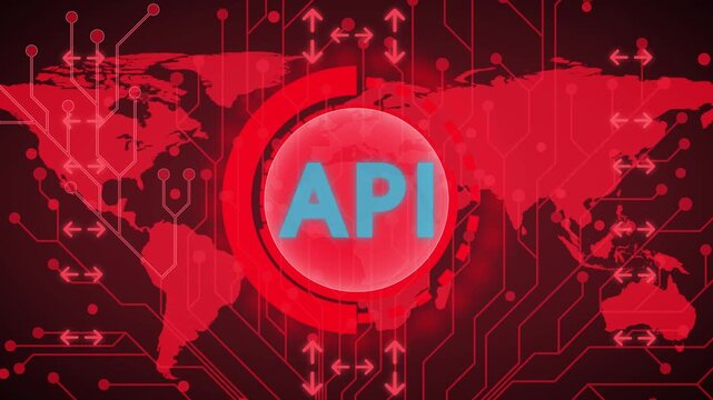 API key performance indicator increase optimization business and industrial process. connections in different places on the map. technology background with Cyberspace binary matrix letter bits.