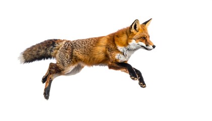 Fototapeta premium Red fox in mid-leap