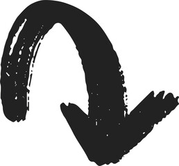 Doodle Arrow with Curve &ndash; Black Brush Hand Drawn Vector