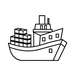 Sea Shipping Icon, Cargo Ship Vector for Maritime Transport & Logistics