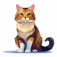 Obraz premium Playful Kitty's Portrait: A charming cartoon-style image of a domestic feline, with a blend of captivating colors and detailed textures.